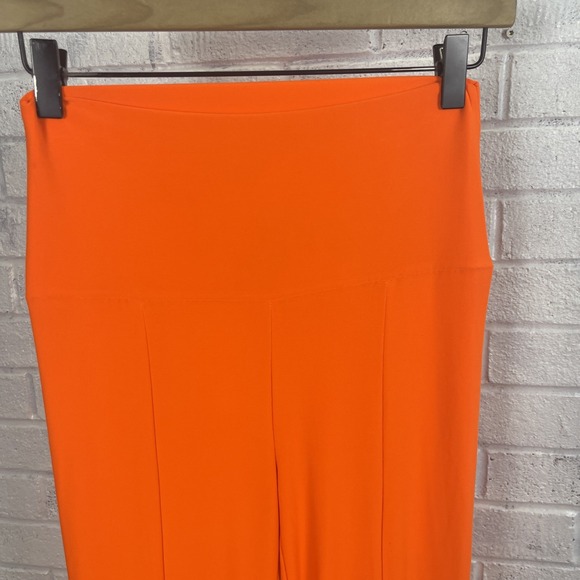 Norma Kamali Bright Orange Spat Split Flare Leggings Womens Size S Stretch Bold - Picture 2 of 9
